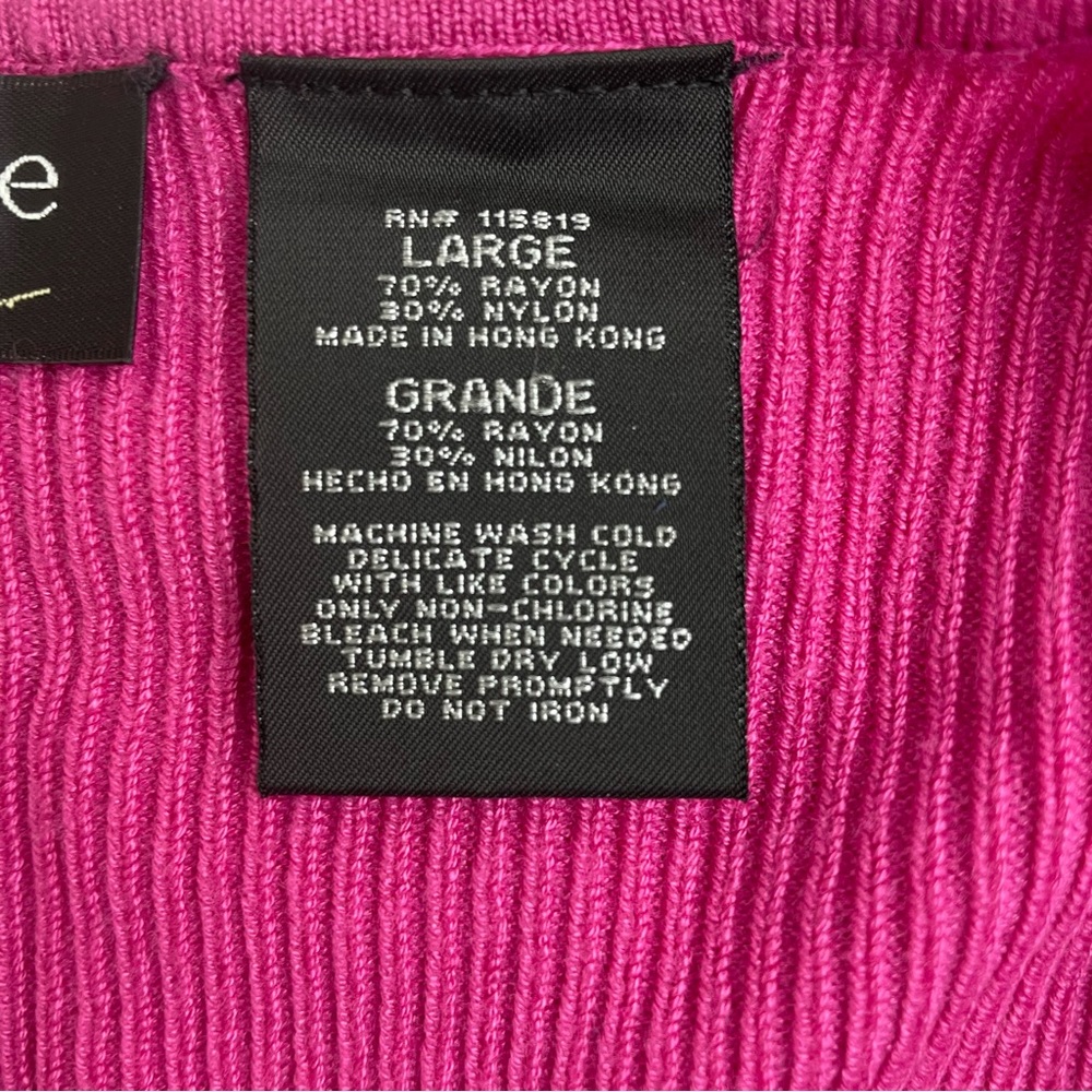 Nicole Miller Womens Ribbed Pullover Sweater Fuschia Pink Ruffled Cuffs. New - Picture 5 of 9